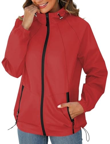 Women's Avoogue Waterproof Rain Jacket with Hood and Pockets S-3XL