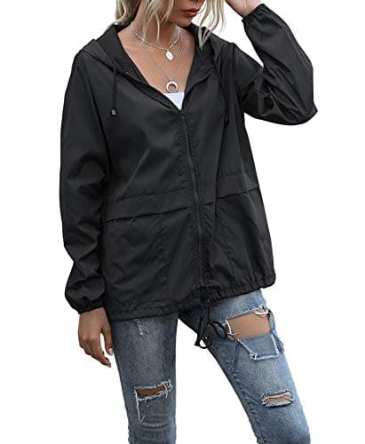 PESION Women's Waterproof Raincoat with Hood and Pocket