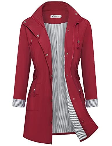 Twinklady Women's Waterproof Striped Rain Jacket