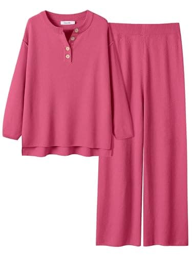ANRABESS Women Oversized Waffle Knit Sweater Lounge Set 2025 Fall Trends