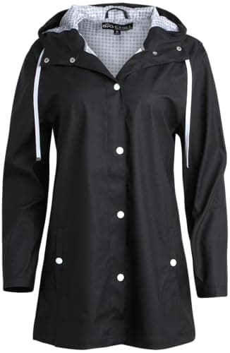 Big Chill Womens Lightweight Waterproof Rain Coat - Hooded Slicker Jacket (S-XL, 1X-3X)