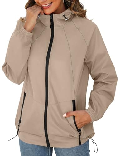 Women's Avoogue Waterproof Rain Jacket with Hood and Pockets S-3XL