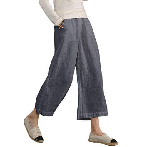 Sure, here's a refined and simplified version of the title:

ECUPPER Women's Loose Elastic Waist Cotton Cropped Wide Leg Pants