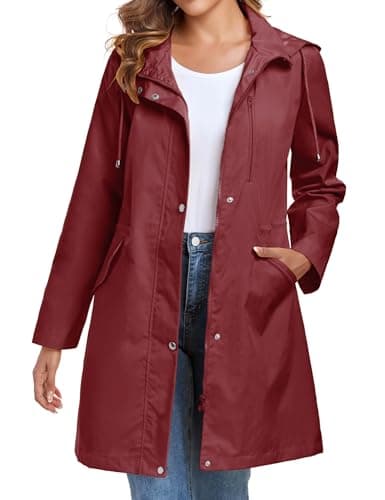 Women's Lightweight Hooded Rain Jacket | Bloggerlove Waterproof Trench Coat