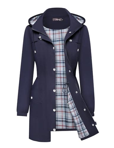 Women's Lightweight Raincoat | S-XXL Plaid Hooded Waterproof:Trench Coat by Bloggerlove