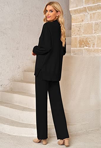 Viottiset Women's High Neck Sweatsuit with Wide Leg Pants