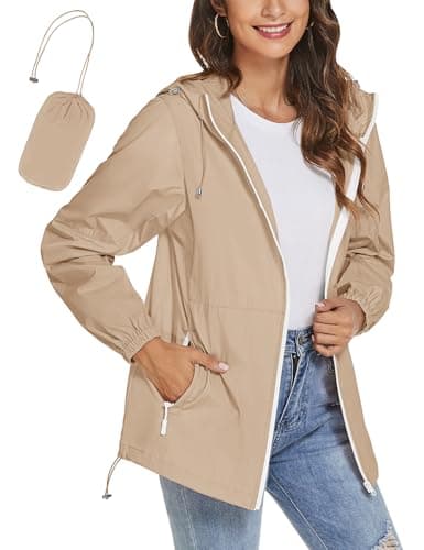 TCOT Women's Lightweight Waterproof Windbreaker Rain Jacket