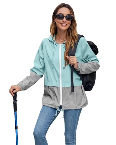 Hount Women's Lightweight Waterproof Hooded Raincoat Packable Outdoor Jacket (S-3XL)
