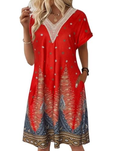 Women's Cotton Nightgown with Pockets and Lace V Neck for Bloggerlove