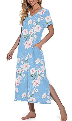 Women's Long Nightgown with Pockets