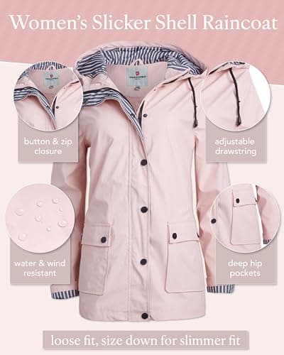 URBAN REPUBLIC Woman’s Water Resistant Rain Jacket with Pockets S-3XL
