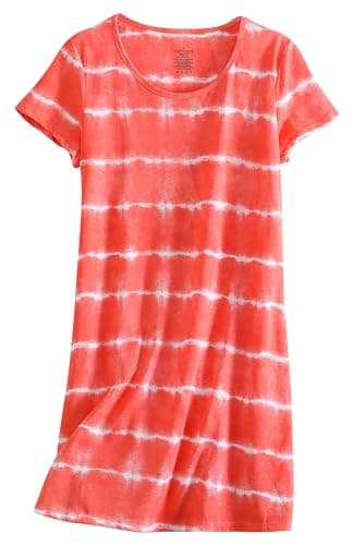 PNAEONG Women's Cotton Short Sleeve Nightgown Casual Print Sleepdress