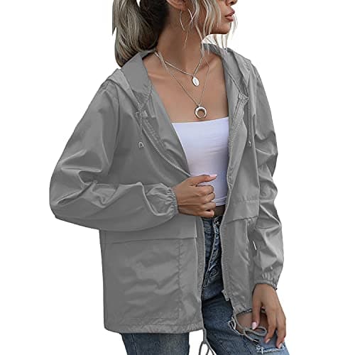 PESION Women's Waterproof Raincoat with Hood and Pocket