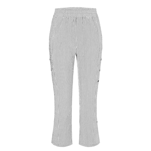 Trendy Women's Casual Linen Pants with Side Buttons and Pockets