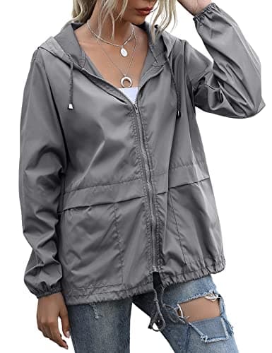 JMinger Women's Lightweight Waterproof Windbreaker Raincoat with Pockets S-XXL