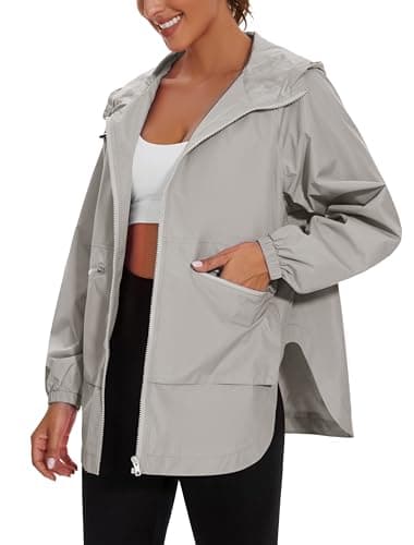 PESION Women's Waterproof Lightweight Raincoat with Pockets