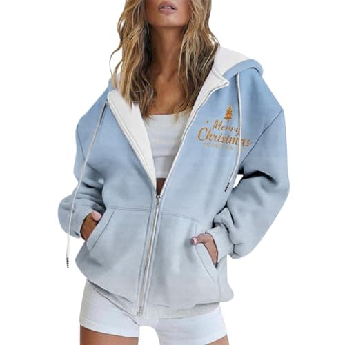Refined Title: Women's Christmas Letter Print Hooded Coat
