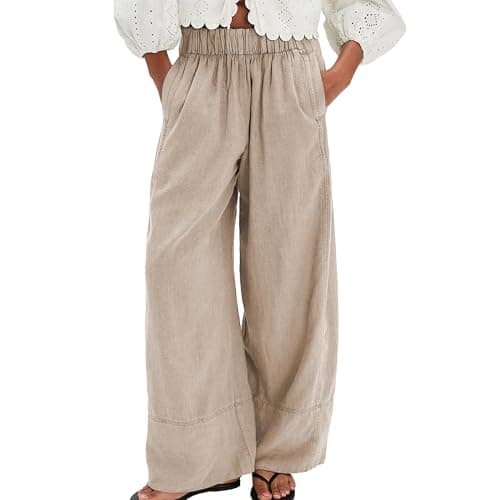 SeeLuNa Women's Cotton Boho Wide Leg Pants with Pockets
