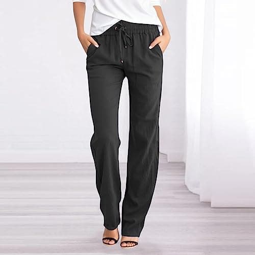 Women's Summer Comfort Cotton Linen Pants with Pockets