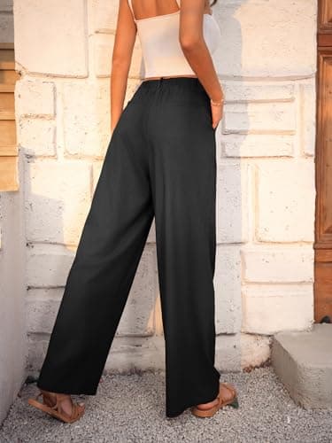 GRACE KARIN Wide Leg Cotton Linen Pants for Women with Pockets