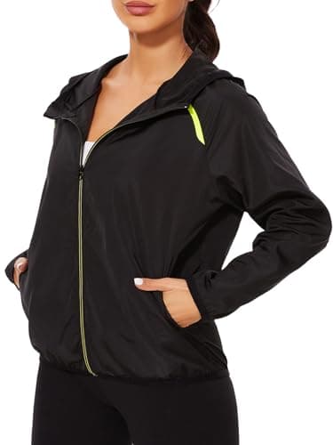 LAZAWG Women's Lightweight Waterproof Hooded Raincoat Windbreaker for Outdoor Activities