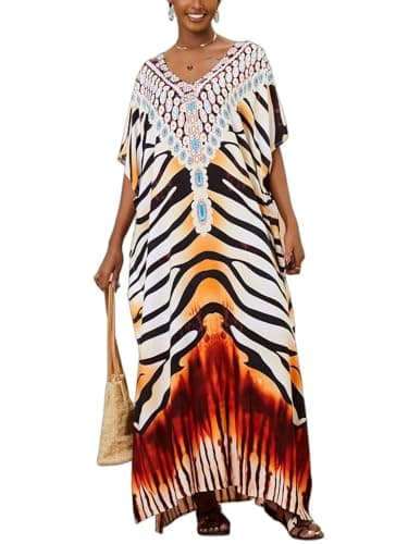 IMAGEKOPE Plus Size Vneck Batwing Dress for Women Bathing Suit Cover up Moroccan Caftan Dresses