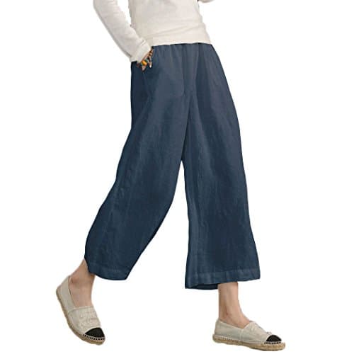 Sure, here's a refined and simplified version of the title:

ECUPPER Women's Loose Elastic Waist Cotton Cropped Wide Leg Pants