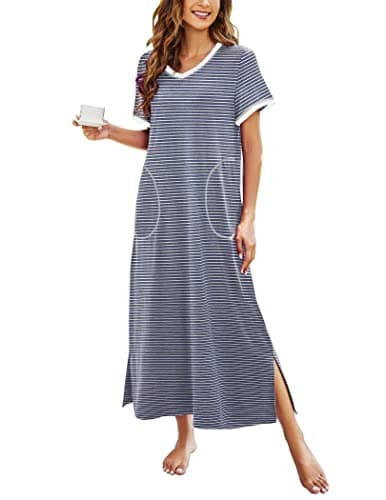 Ekouaer Women's Full-Length Short Sleeve Nightgown