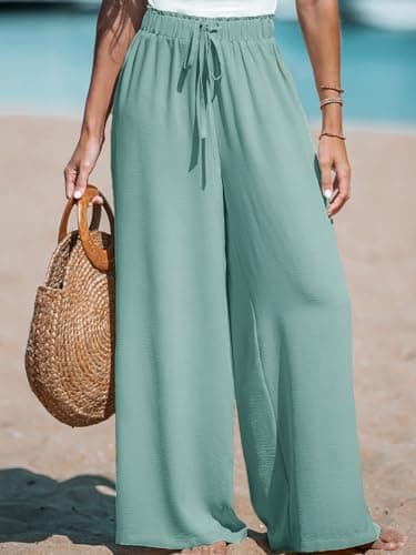 CUPSHE Women's High-Waisted Flowy Linen Palazzo Pants