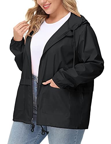 Avoogue Plus Size Waterproof Hooded Raincoat for Women