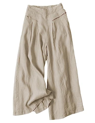 Bianstore Women's Culottes Wide Leg Pants with Pockets Elastic Waist