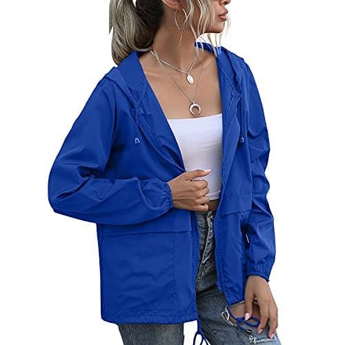 PESION Women's Waterproof Raincoat with Hood and Pocket