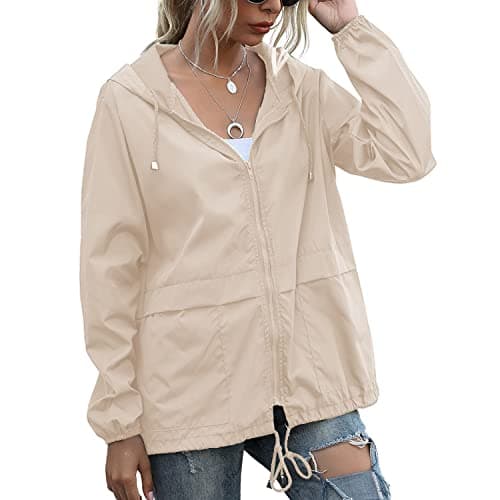 PESION Women's Waterproof Raincoat with Hood and Pocket