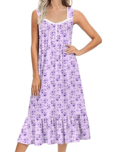 Soft Victoria-style Long-Sleeve Nightgown for Women S-XXXL