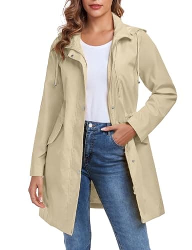Women's Lightweight Hooded Rain Jacket | Bloggerlove Waterproof Trench Coat
