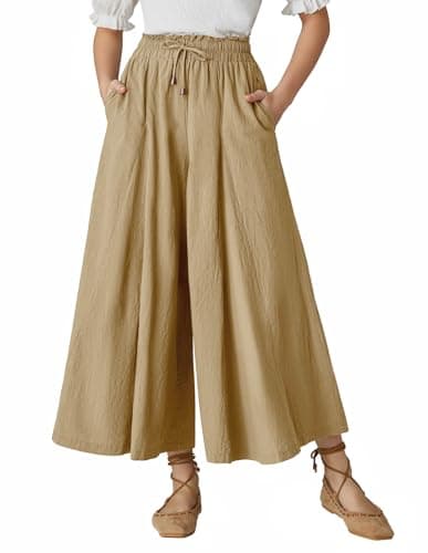 Scarlet Darkness Women's High Waist Wide Leg Linen Pants with Pockets