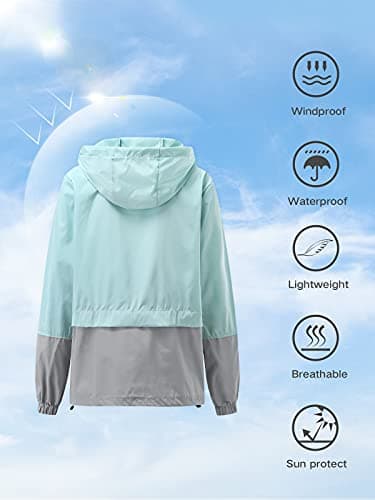 Century Women's Packable Waterproof Raincoat With Hood Windbreaker Jacket