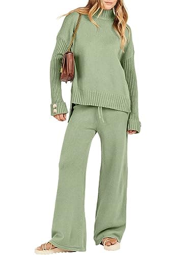 Caracilia Women's 2-Piece Fall Sweater Set & Wide Leg Pants Travel Fashion