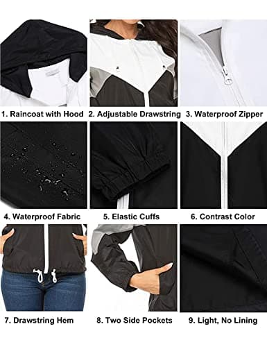 SoTeer Women's Lightweight Waterproof Hooded Raincoat