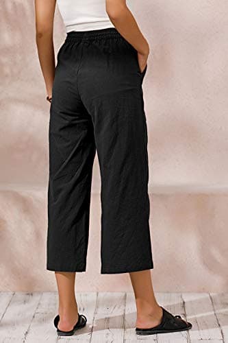 Sure, here's a refined and simplified version of the title:

ECUPPER Women's Loose Elastic Waist Cotton Cropped Wide Leg Pants