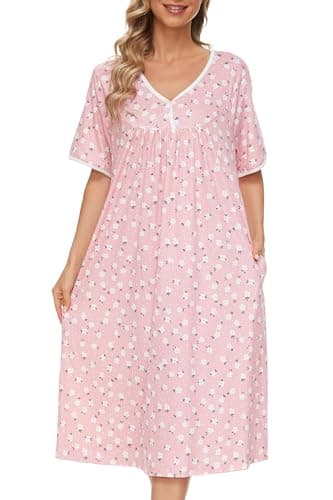 Soft Cotton Nightgowns for Women with Pockets