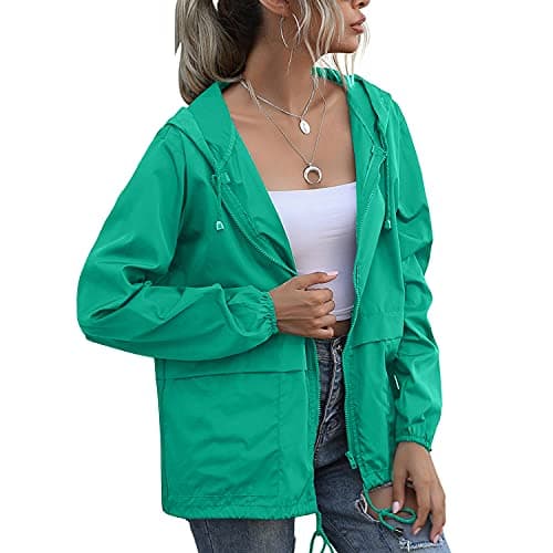 PESION Women's Waterproof Raincoat with Hood and Pocket