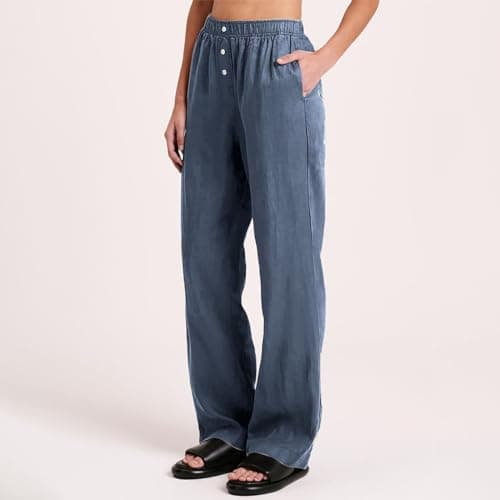 Women's Casual High Waisted Wide Leg Linen Pants