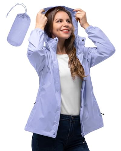 Women's Waterproof 33,000ft Rain Jacket with Hood for Golf & Hiking