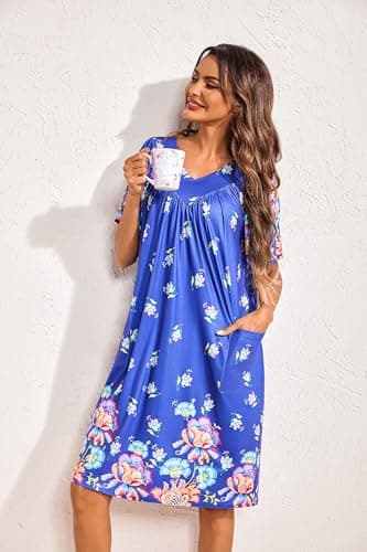 Women's Floral House Dress with Pockets
