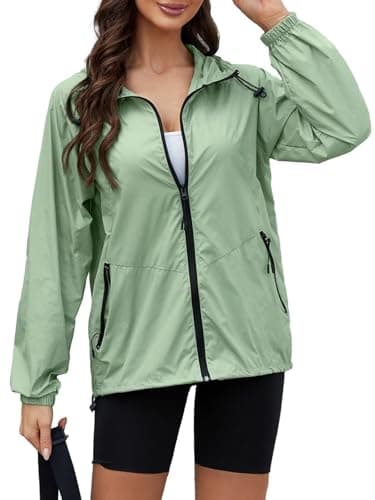 CRIPOM Women's Lightweight Waterproof Rain Jacket with Hood and Pocket S-XXL