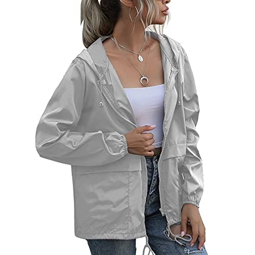 PESION Women's Waterproof Raincoat with Hood and Pocket