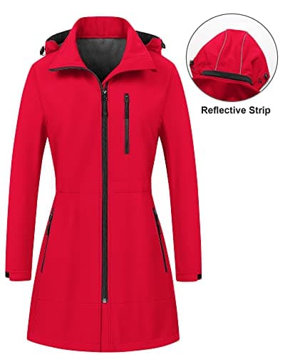 CREATMO Women's Lightweight Waterproof Softshell Jacket Fleece Lined Windbreaker