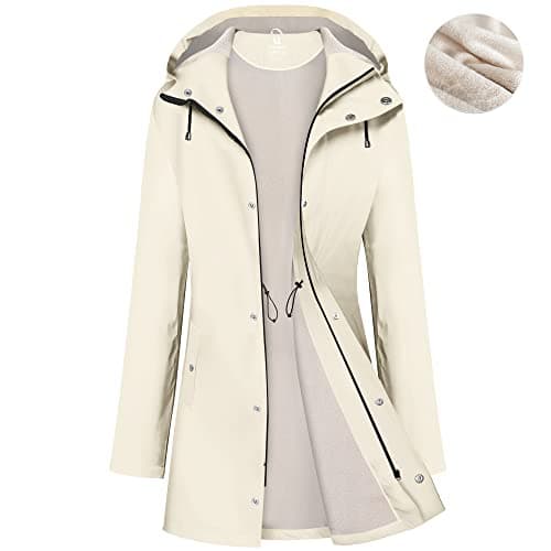UNIQUEBELLA Women's Waterproof Long Hooded Raincoat