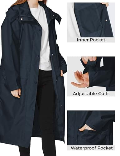 Ubon Women's Waterproof Long Hooded Raincoat